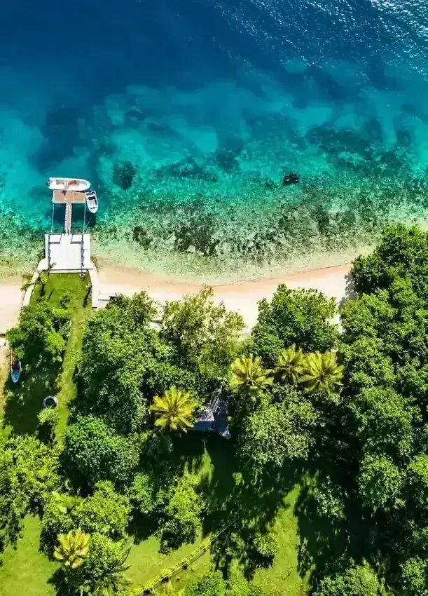 Aerial view of Freshwater Plantation on Aore Island